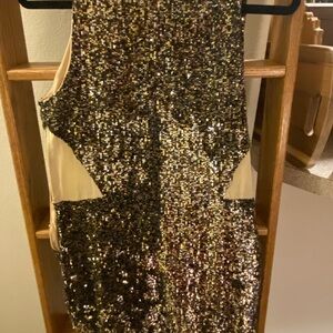 Sequin silver gold mesh nude inserts mini dress